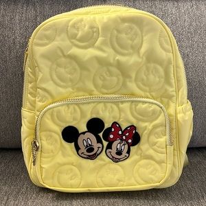 Stoney Clover Lane Be Happy smiley face mini backpack with Mickey & Minnie patch